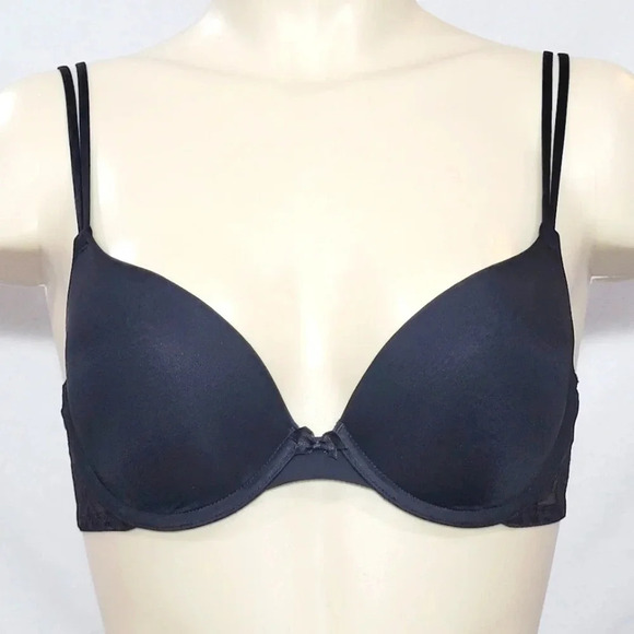 32C DKNY 458000 Signature Lace Perfect Lift Demi Underwire Bra Black NWT - Picture 1 of 7